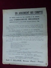 Prospectus / catalogue agricole : arracheuse mécanique de LIN / DELANOE