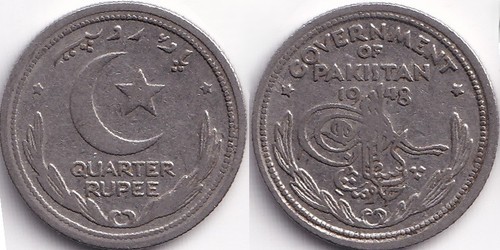 Quarter rupee 1948 pakistan - rupee,