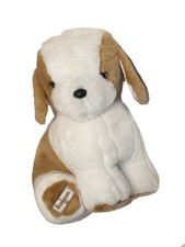 Peluche chien  Boulgom blanc et marron 30 cm