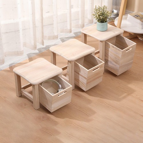 Tabouret bois avec tiroir - bois,