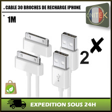 ✅ 2 CABLES USB CHARGE RAPIDE 4 4 S 2 G 3 G iPad 2 3 IPOD BLANC DATA DONNEES