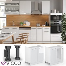 Meuble sous-évier 80 cm Meuble de cuisine Kitchenette Fame-Line blanc VICCO
