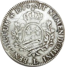 O6148 Ecu Louis XV vieille tête 1774 L Bayonne Argent Silver ->F offre