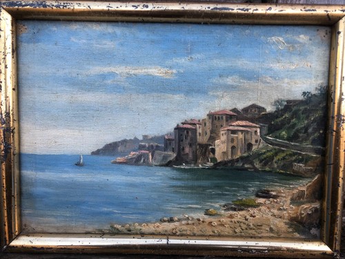 Tableau huile marine cote bleu - tableau,