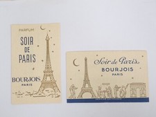 2 Anciennes cartes parfumées - Bourgeois - Soir de Paris - Coiffeur à Baugé - 49