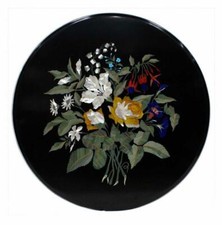 24 " Marbre Rond Centre Table Haut Pietra Dura Artisanat Avec Marbre Plate-Forme
