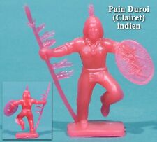 Pain Duroi (Clairet), 1 indien avec lance et bouclier, plastique monochrome roug