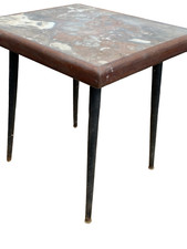 ANCIENNE  TABLE PIED SCANDINAVE DESSUS MARBRE ATELIER INDUSTRIEL PORTE PLANTE