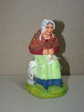 T3 9 cm santon ancien Carbonel tricoteuse assise crèche Provence