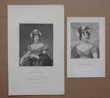 Madame de STAEL 2 Gravures orig. anciennes portrait 19e Scriven Garnier Sarazin