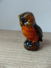 Chouette Hibou en terre cuite peinte vernie yeux en verre