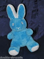 ?Peluche Doudou Lapin MARQUE INCONNUE ? Bleu Blanc 11/15 Cm TTBE