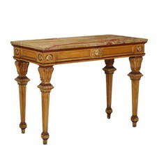 Table Néoclassique Ancienne Bois Plateau en Marbre Fin du XIXe Siècle