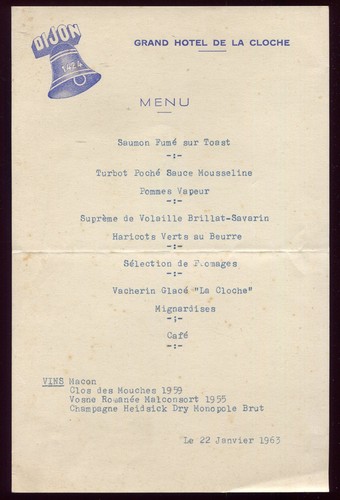 Ancien menu dijon grand hôtel - dijon,