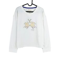LA MARTINA Femme Blanc Ras Pull Col Taille 3 - M