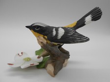FIGURINE OISEAU PARULINE A TÊTE CENDRÉE EN PORCELAINE / BISCUIT FRANKLIN MINT