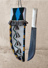 Couvre-couteaux en perles indigènes fourreau de couteau en cuir couteau indie...