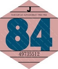 vignette fiscale 1984 pour intérieur pare-brise RENAULT PEUGEOT CITROEN FORD BMW