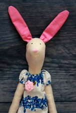 Poupée style Tilda fait main - Lapin bleu, décoration, cadeau, cadeau