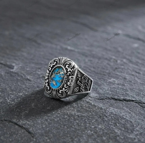 Bague homme turquoise - bague,