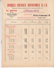 PROSPECTUS TARIF  "BRIQUES CREUSES  ISOTHERMES EN B.I.B"