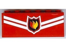 Lego Pompier Stickered Assembly 6x1x2 with Fire Logo Badge BA003pb07 set 7945 