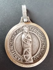 Belle médaille religieuse XXe "Ste Catherine du Bois-Chateau / Ste Jeanne d'Arc"