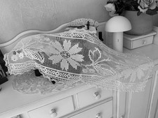 Linge Ancien Chemin De Table Dentelle Au Filet Brodée