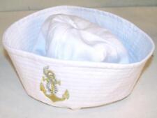 WHITE SAILOR HAT W ANCHOR EMBLEM costume sailing hats anchors ocean beach wear