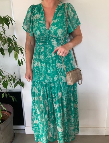 Robe longue bohème vert