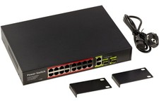 Switch Gigabit EthernetPoE PoE+ 30W 16 Ports RJ45 descendants et 2 montants