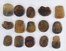 Collection 15 pendentifs jade jadeite chinois Set Chinese stone bouddha pendant