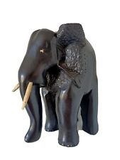 Sculpture Statue Éléphant Ébène Vintage Art Ethnique