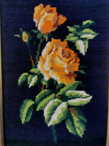 Tapisserie canevas rose - canevas, jaune
