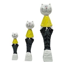 Set Avec 3 Porcelaine Chats