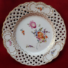 Assiette SAXE Porcelaine HERMANN OHME Décor n°5 Bouquet floral peint main XIXème