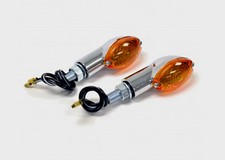 PAIRE DE CLIGNOTANTS. CHROME/ORANGE, CAFE RACER, VINTAGE, MOTO CLASSIQUE, ETC…
