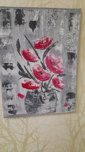 Tableau toile flowers peinte - tableau,