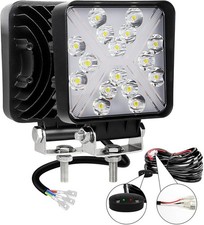 Lot de 2 barres LED carrées de 10 cm 48W ambre blanc, 12V 24V étanche, Auxtings