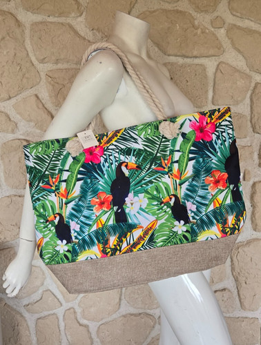 Sac cabas jute motif - sac,