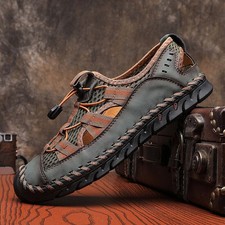 Sandales d'été homme creuses respirantes à enfiler plates extérieures chaussures de plage