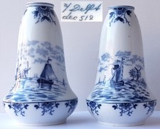 Paire ,2 Vases,N / Delft,Peint à la Main,Bateau,Moulin,Holland,Um 1900 N470