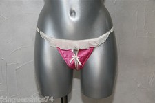 tanga string ouvert soie rose
