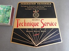 Plaque publicitaire TECHNIQUE SERVICE horlogerie, montres, pendules Brocot.