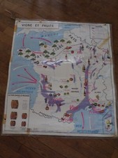 vignes et fruits / la loire  vintage Ancienne affiche scolaire 1960 mdi