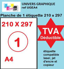 A4 papier adhésif blanc,  Étiquette autocollante 210 x 297 mm planche adhésive