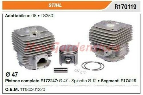 Cylindre piston segments stihl - piston,