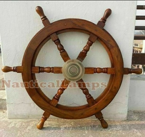 Poignée volant bateau bois - bateau, en