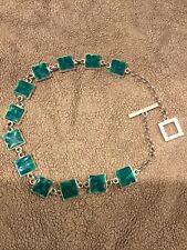 Collier Biche De Bere Argenté Émail Vert Clair Et Foncé Ras De Cou