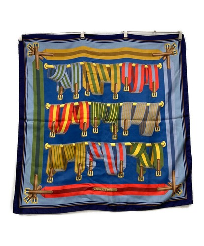 Foulard bleu soie hermes carre - bleu,
